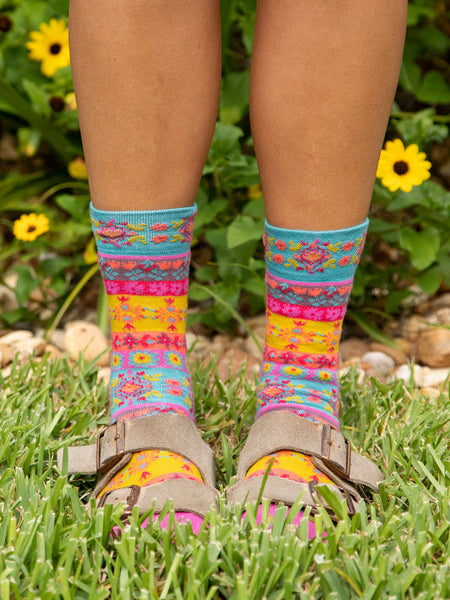Cream Borders Boxed Boho Sock Set