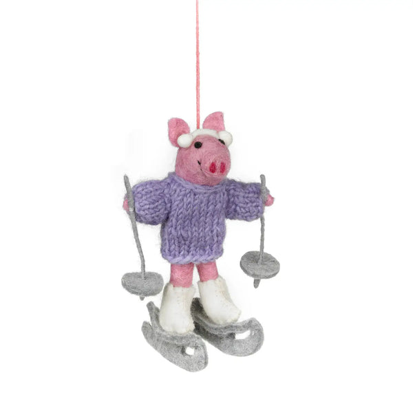 Neive the Skiing Pig Ornament