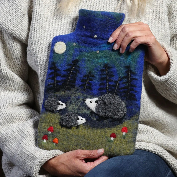 Hedgehogs Felt Hot Water Bottles