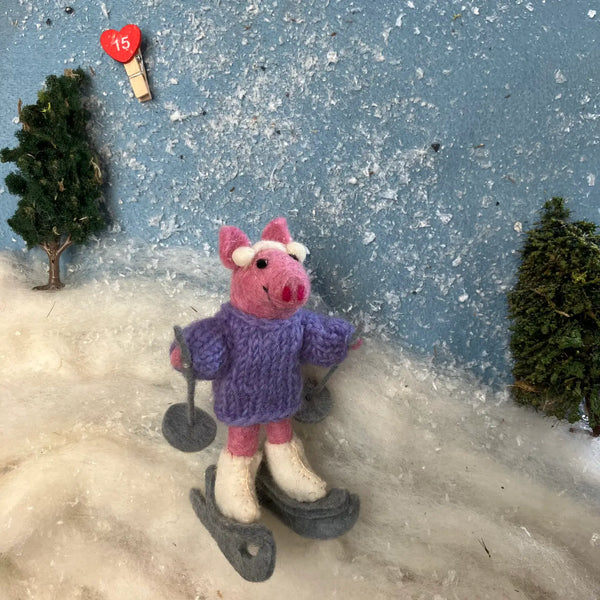 Neive the Skiing Pig Ornament