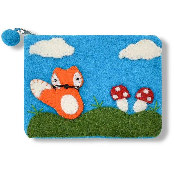 Fox with Mushrooms  Coin Purse