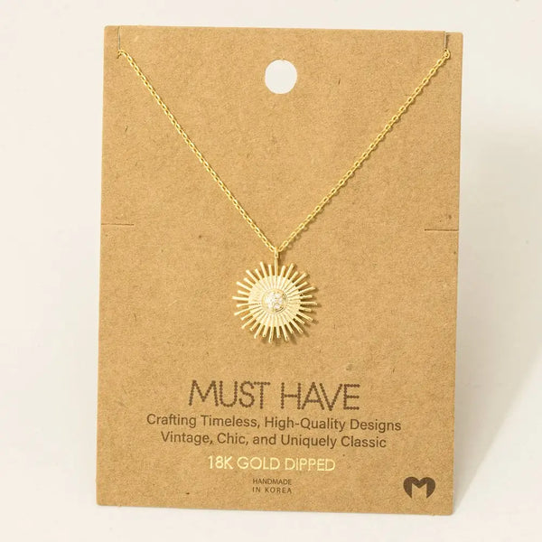 Circle Sun Shine Ray Pendant Necklace