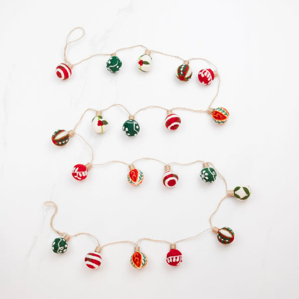 Embroidered Christmas Ball Garland