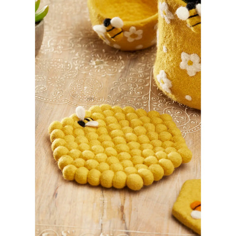 Felt Bee Hexagon Trivet