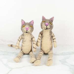 Gray & White Stripe Sitting Cat-Large