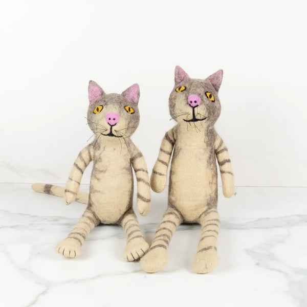 Gray & White Stripe Sitting Cat-Large