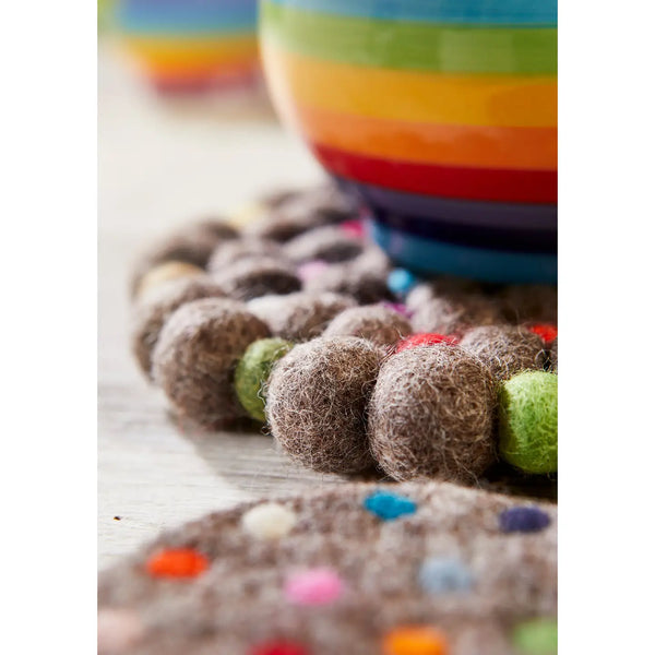 Felt Ball Trivet, Rainbow Ball Decoration