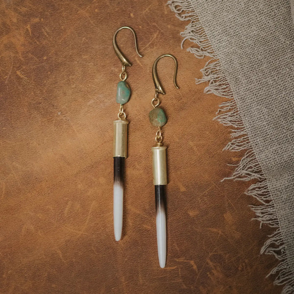 Beth Dutton Quill Earrings - Turq Hook Variant