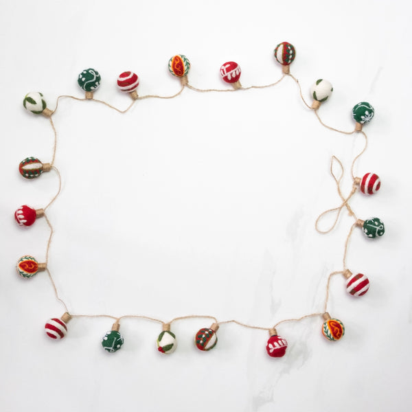 Embroidered Christmas Ball Garland