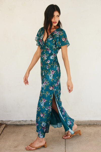 Garden Party Flutter Sleeve Maxi Dress