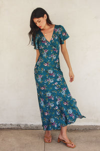 Garden Party Flutter Sleeve Maxi Dress