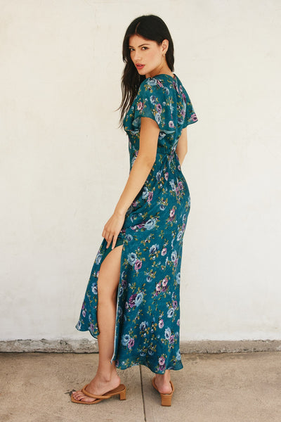 Garden Party Flutter Sleeve Maxi Dress