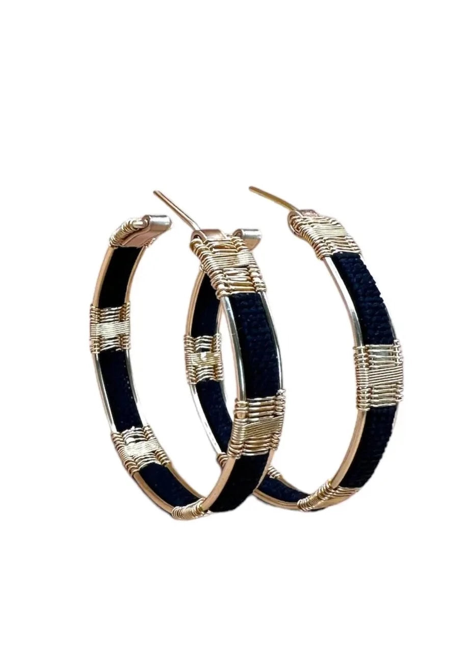 Wire and Cord Everyday Hoop Earrings