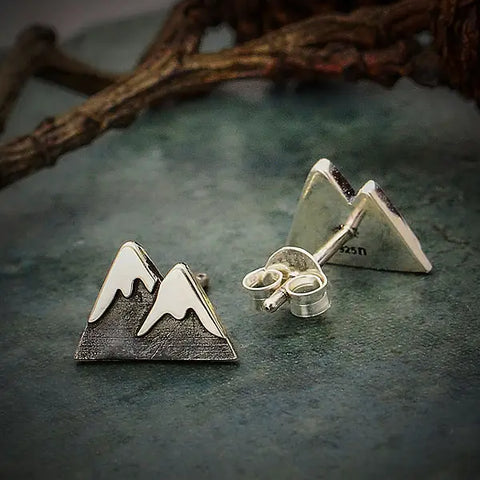 Silver Snow Cap Mountain Post Earrings