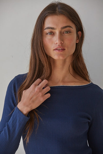 The Pointelle Ribbed Long Sleeve