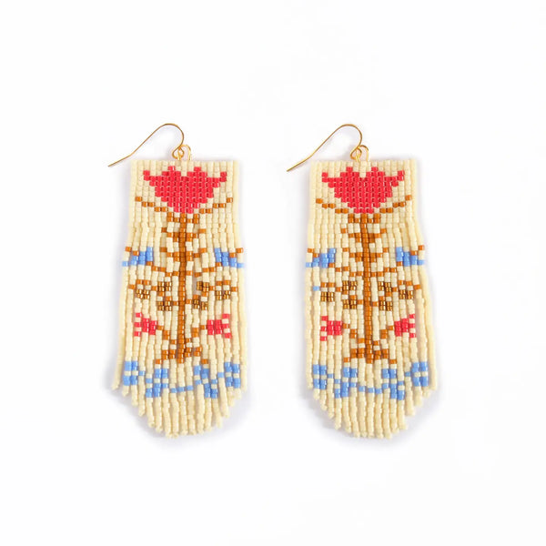Vintage Flower Fringe Earrings