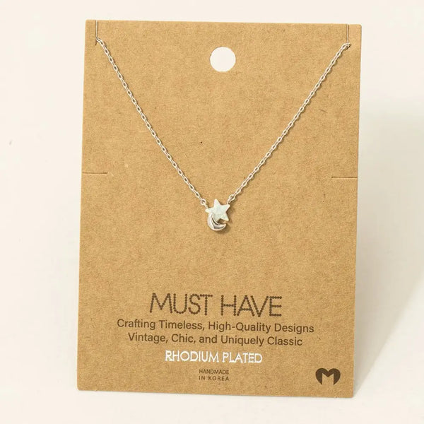 Mini Star Moon Charm Necklace