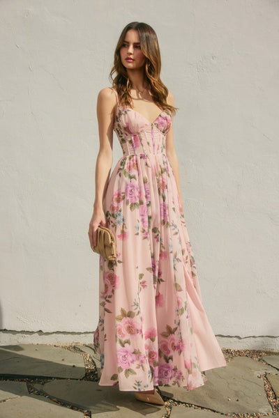 Sweet Candy Corset Flowy Maxi Dress