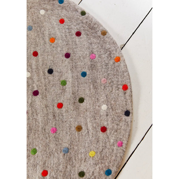Dotty Round Needle Felted Rug