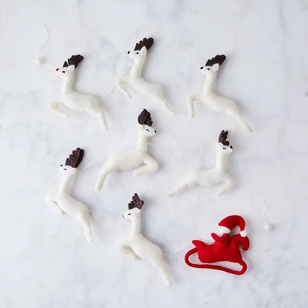 Felt Santa and Reindeer Garland