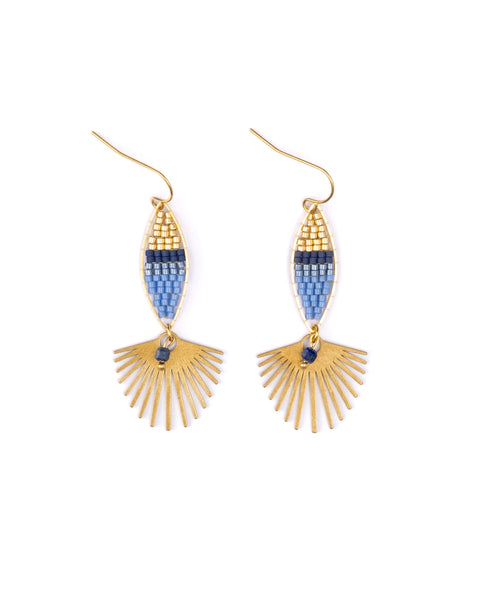 Beaded Handwoven Cotton Candy Dangle Earrings