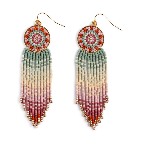 Beaded Handwoven Mandala Fringe Earring