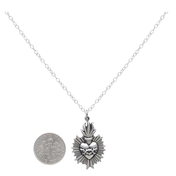 Flaming Sacred Heart Necklace