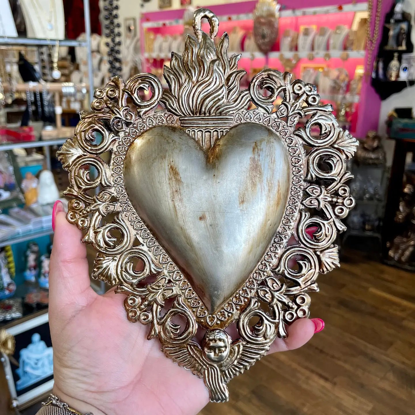 Antique Inspired Hanging Sacred Heart