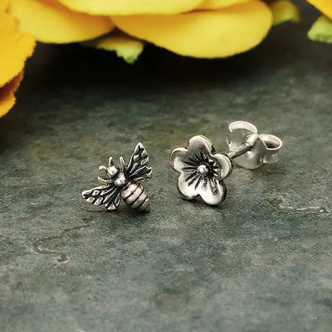 Cherry Blossom and Bee Post Earrings