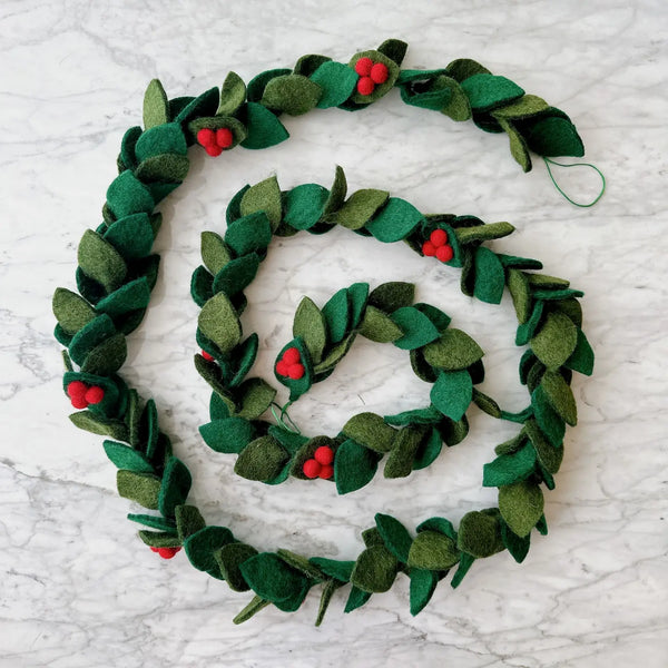 6' Felt Holly Garland