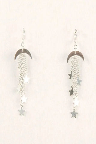 Moon and Star Dangle Earring