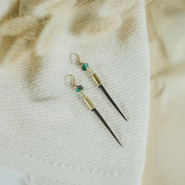 Beth Dutton Quill Earrings - Turq Hook Variant