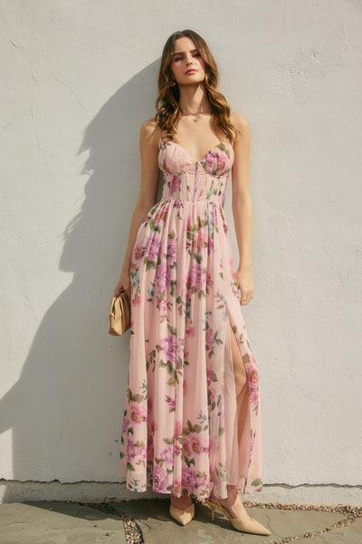 Sweet Candy Corset Flowy Maxi Dress
