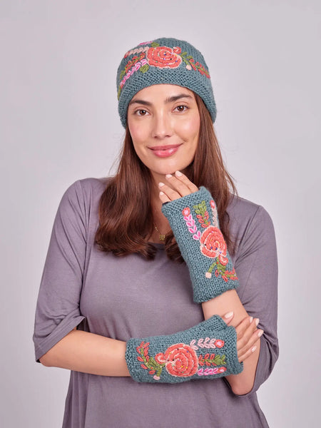 Rose Embroidered Handwarmers