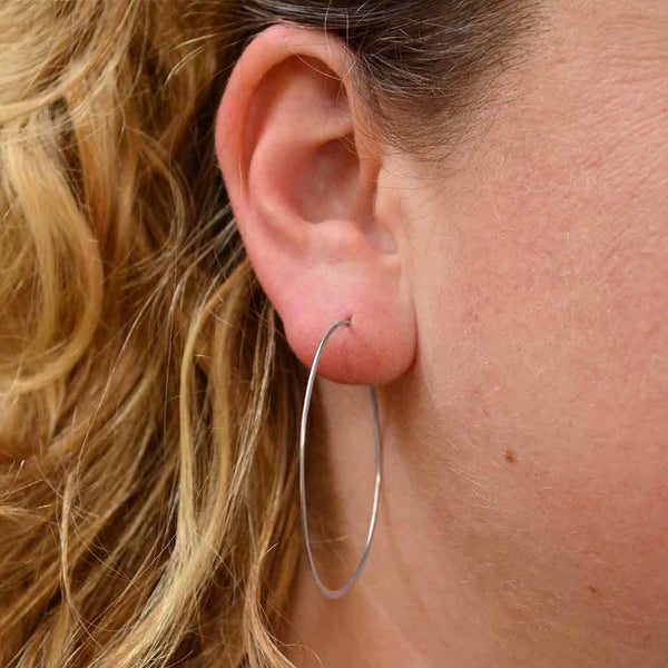 Sterling Silver Half Hammered Circle Earring Hoops