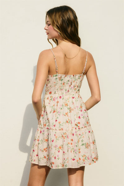 Honey Butter Corset Tiered Mini Dress