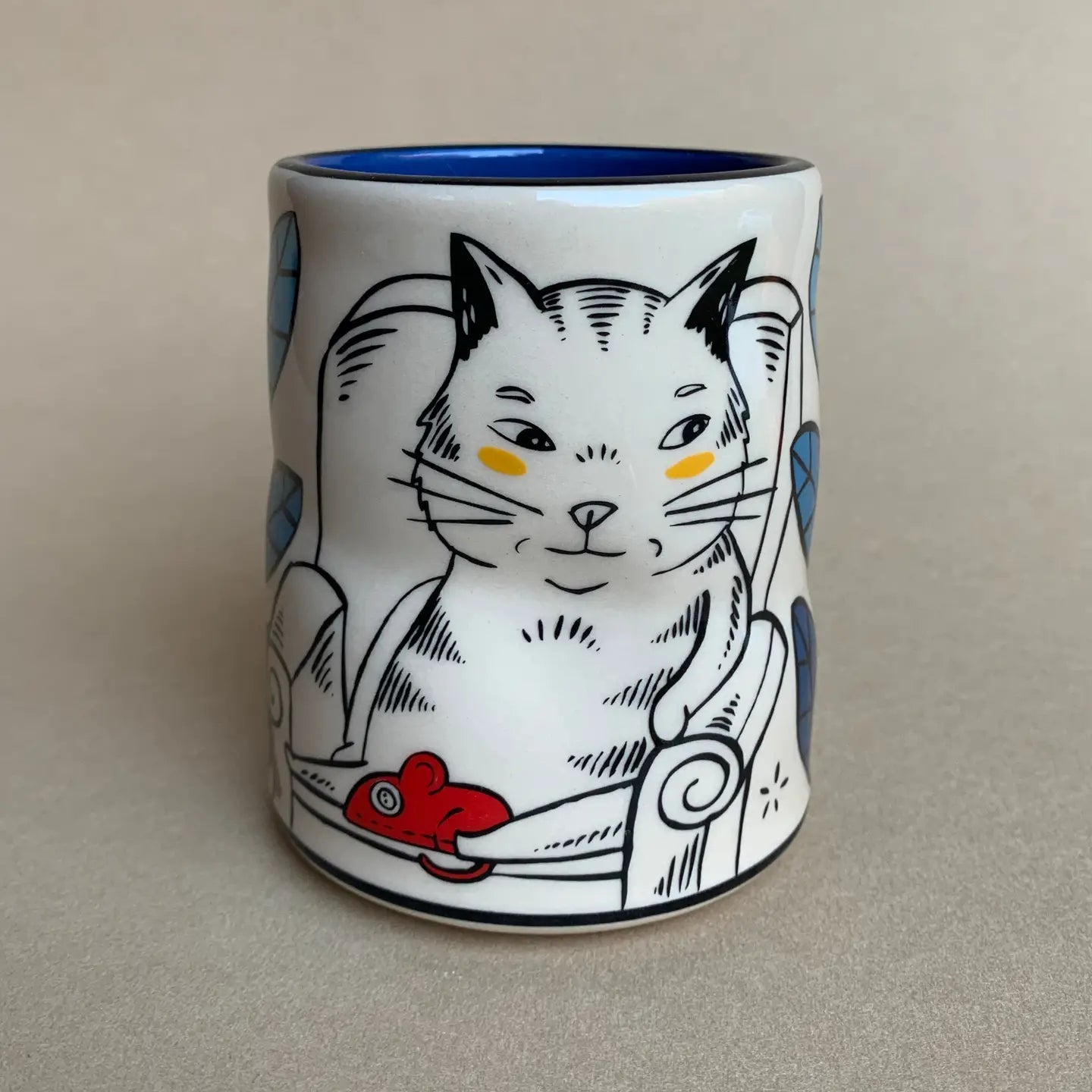 Lucky Cat with Mouse Cup - Large