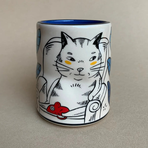 Lucky Cat with Mouse Cup - Large
