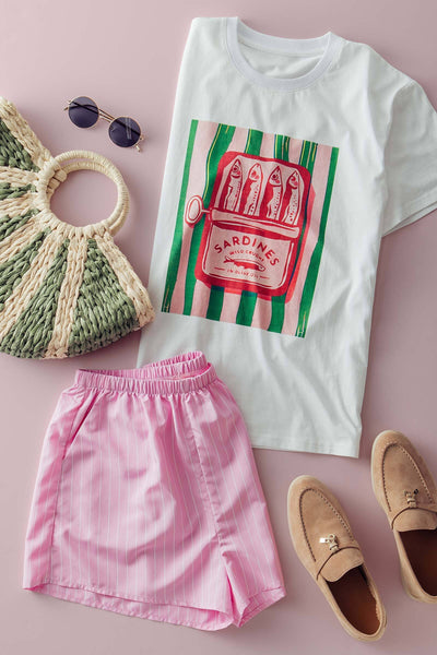 Sardine Tee Striped Shorts Set