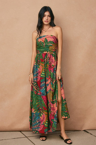 Drawing Dream Strapless Ruched Maxi Dress