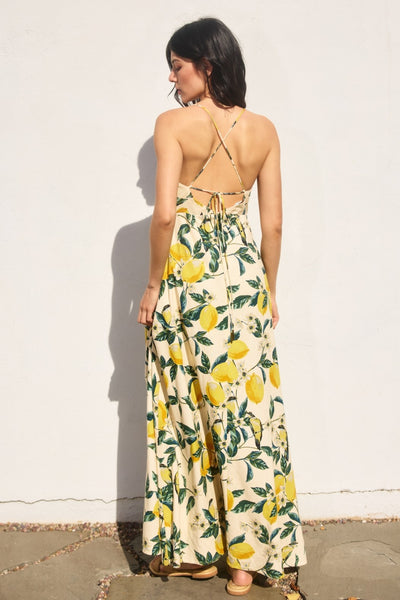 Vintage Lemonade Knot Front Maxi Dress
