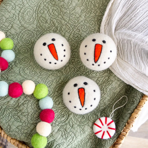 Snowman Trio Eco Wool Dryer Balls