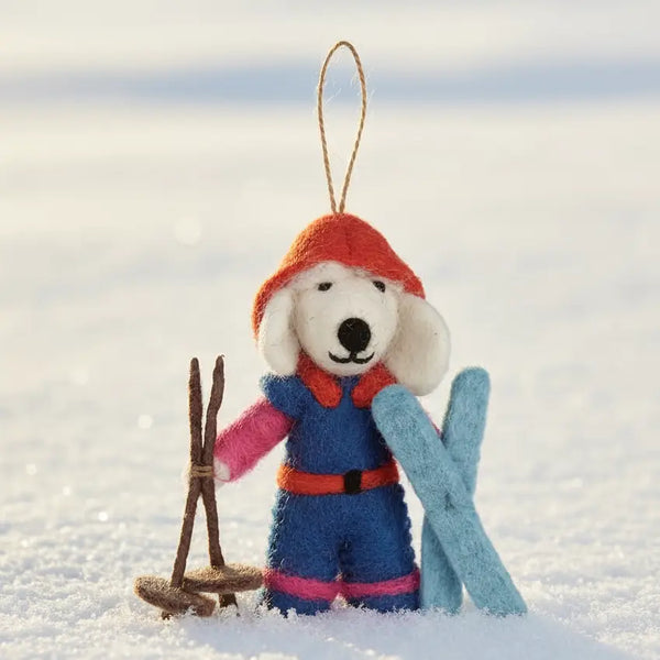 Porscha the Skiing Poodle Ornament