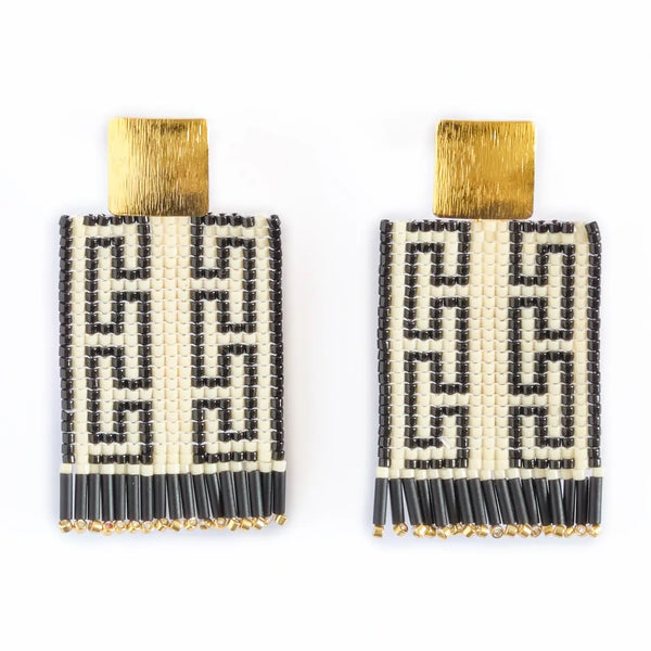 Beaded Handwoven Guajira Square Earrings