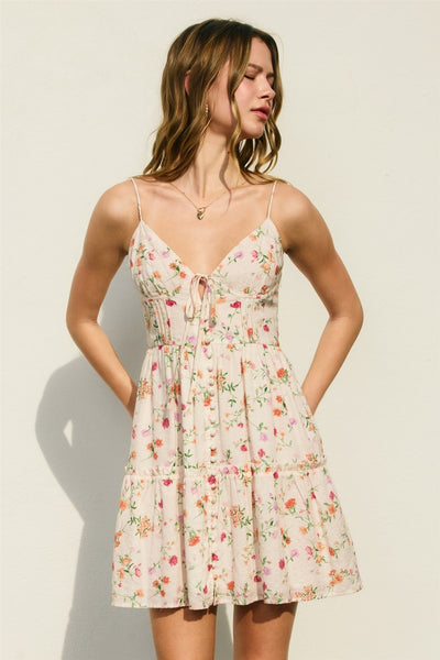 Honey Butter Corset Tiered Mini Dress
