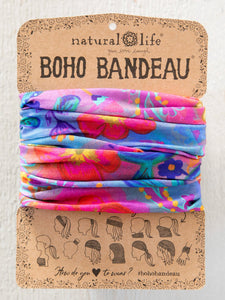 Full Boho Bandeau Headband - Neon Floral