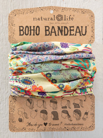 Full Boho Bandeau Headband - Mandala Patchwork Cream