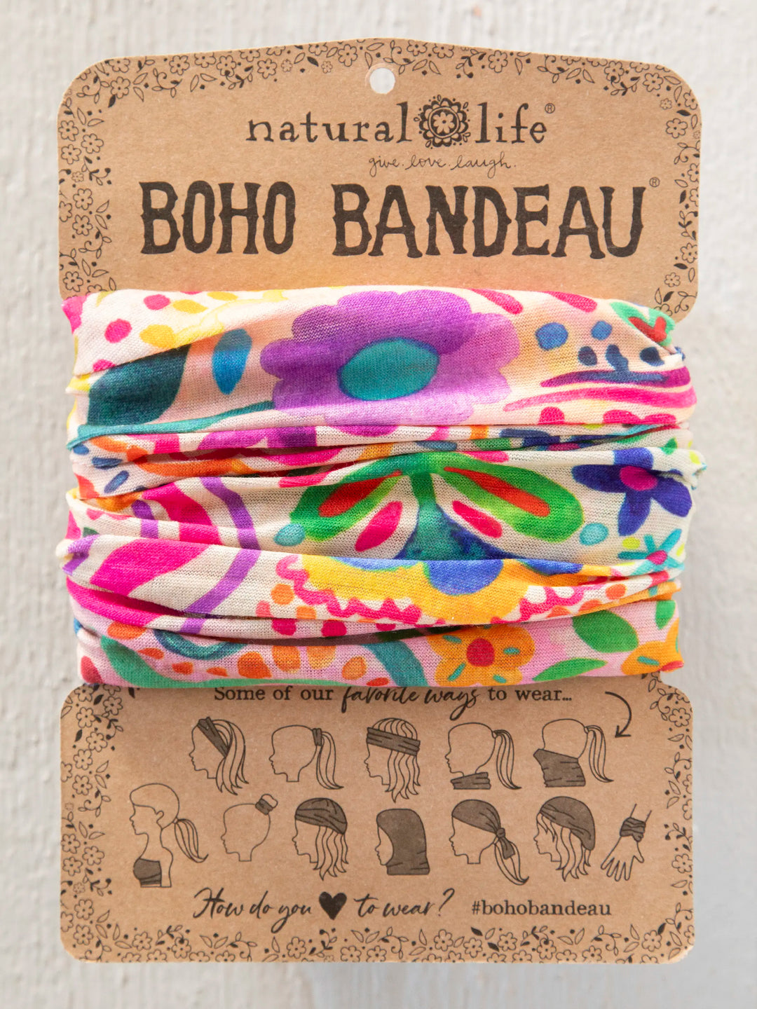 Full Boho Bandeau Headband - Rainbow Doodle