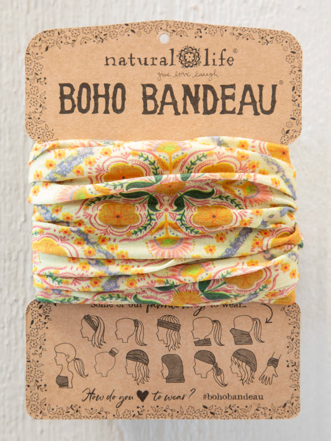 Full Boho Bandeau Headband - Diamond Block Cream