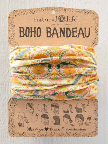 Full Boho Bandeau Headband - Diamond Block Cream
